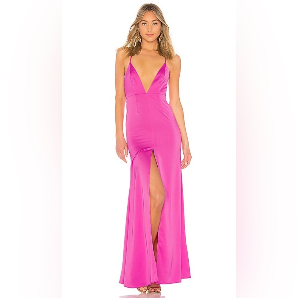NWT Revolve NBD Helen Gown Lace Back Fuchsia Barbie size M